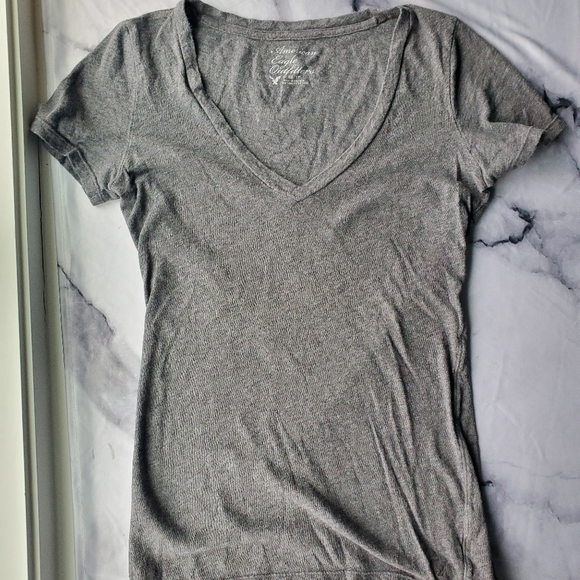 SOLD Gray V Neck Tee - Picture 1 of 1
